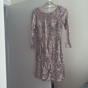Aqua Pink Sequin Long Sleeved Dress